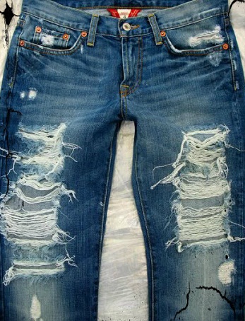Moderigtige distressed mænds jeans