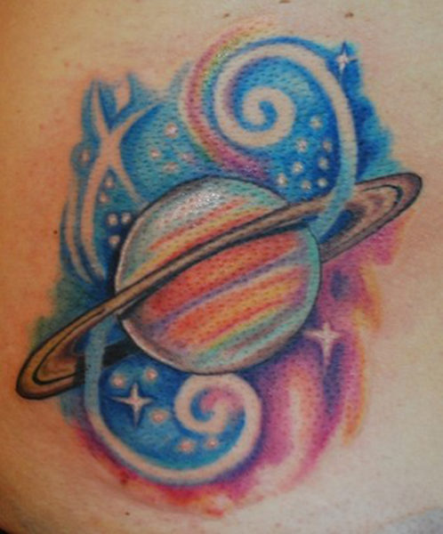 Saturn Stenbukken Tattoo Design