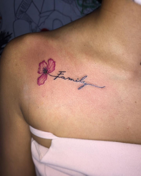 Floral F Letter Tattoo