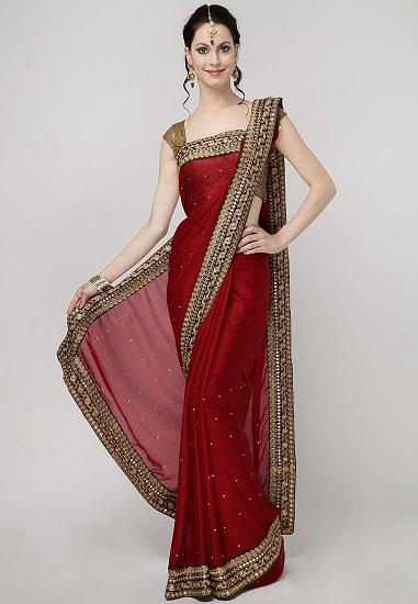 A Shilp Kala Red Saree