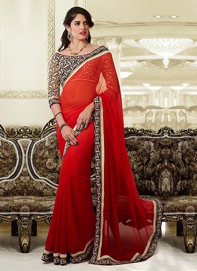 A piros csábító szegélytervezés Saree