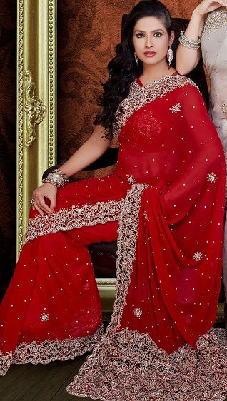 Heavy Red Color Saree