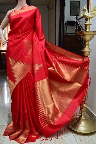 Piros Pattu Saree