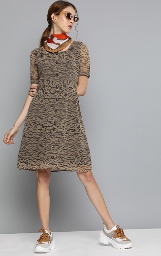 Leopárdmintás sifon midi ruha