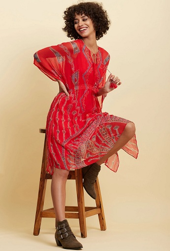 Piros Chiffon Kaftan ruha