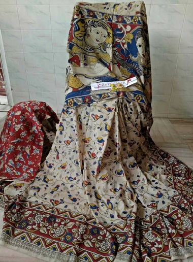 Crepe Kalamkari Saree