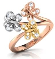 Három pillangó gyémánt gyűrű rózsa aranyban