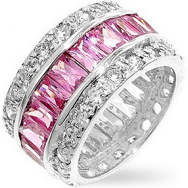 Rózsaszín és fehér gyémánt gyűrű férfiaknak és nőknek