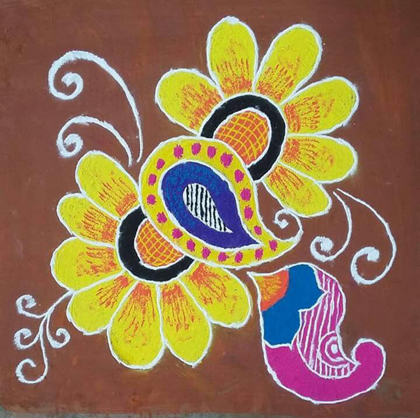 Farverigt Rangoli -design til begyndere