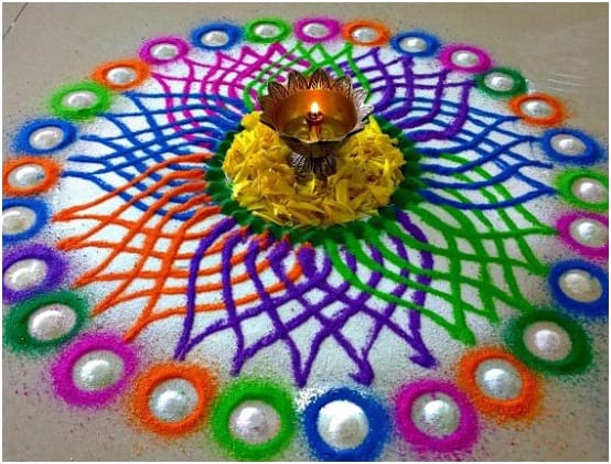 Rainbow Rangoli Designs for Diwali