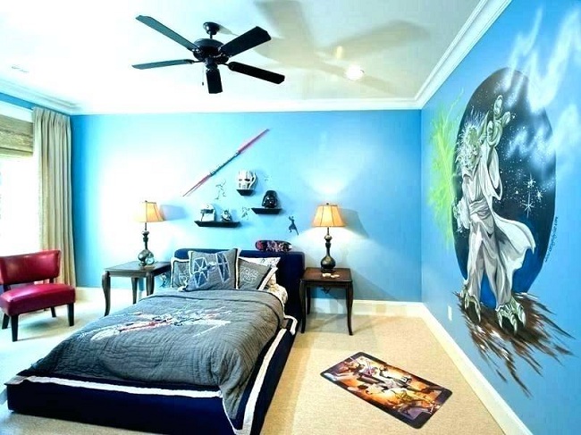 Blå soveværelse dekorere idé