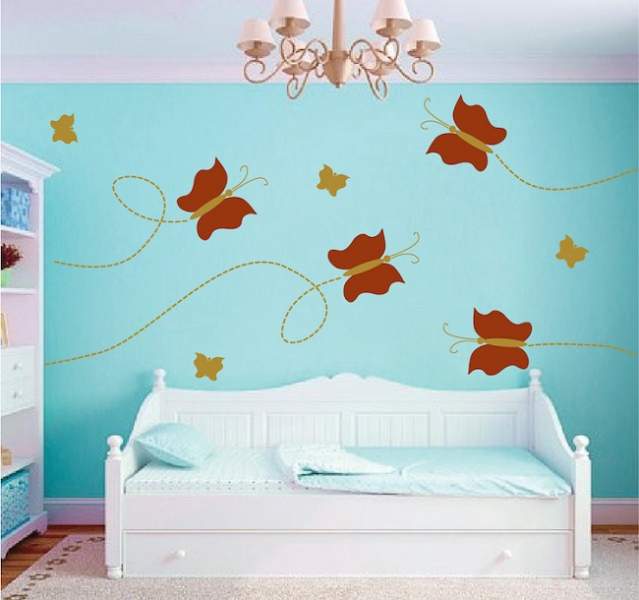 sommerfugl væg design til soveværelse