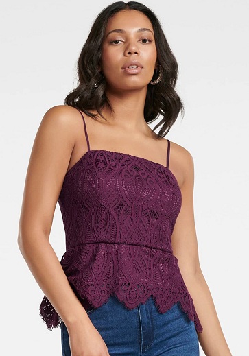 Blonder Peplum Spaghetti Top