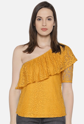 Fancy One Shoulder Blonde Top