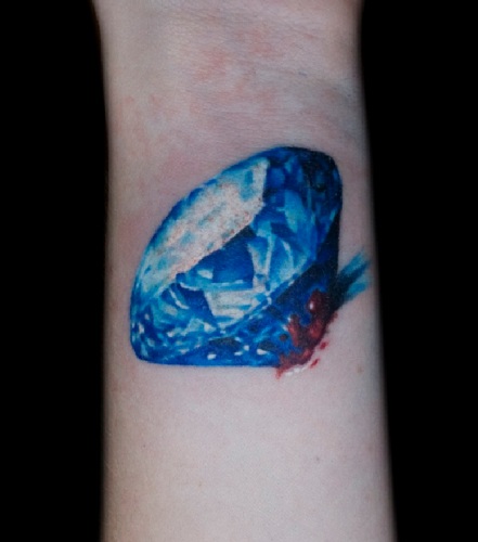 Blue Diamond Tattoo 3D på håndleddet