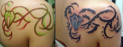 Diamant tatoveringsdesign med vinstokke