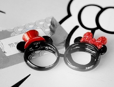 Aranyos Mickey és Minnie pár gyűrűk