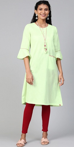 Biba Plain Kurtis med klokkeærmer