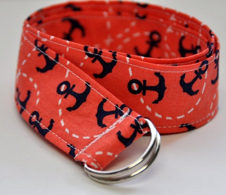 Coral and Navy Nautical Ring Belt