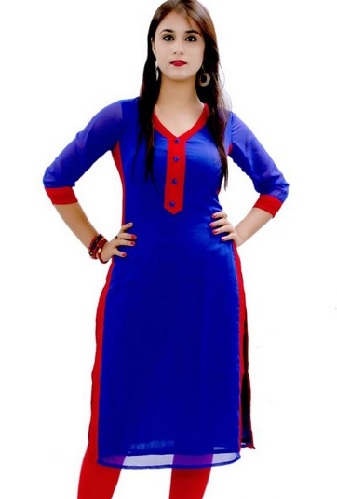 Fancy Blue Cotton Designer Kurti