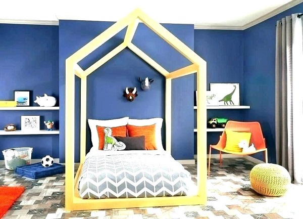 Blåt soveværelse farve design