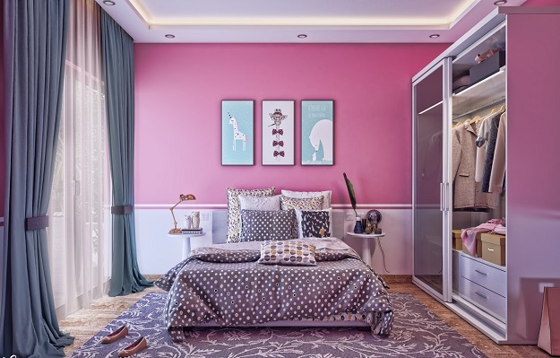 Pink soveværelse farve design