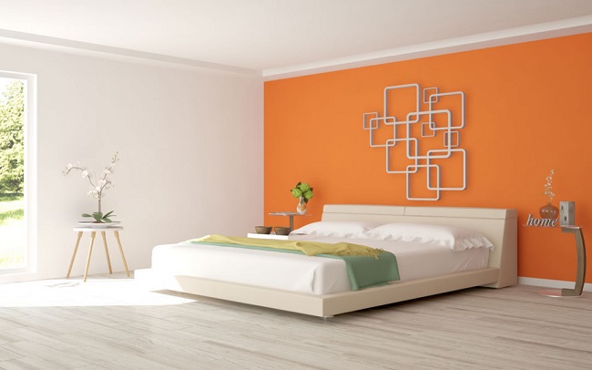 Orange soveværelse farve design