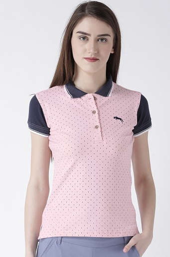 Polka Dot Pink T-shirt med krave