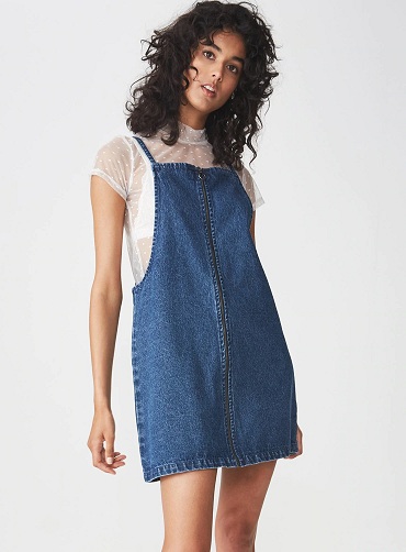 Denim mini pinafore kjole