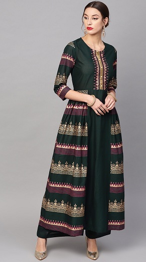 Designer Long Kurti med Palazzo