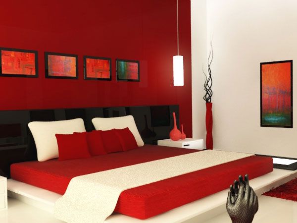 Rødt soveværelse design