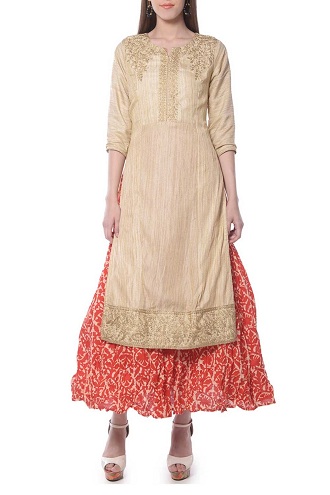 Kurta med nederdel i anklelængde