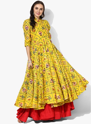 Anarkali Kurti med flared nederdel