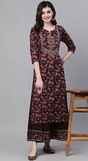 Designer Kurti med nederdel