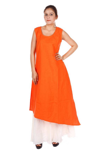 Orange og hvidt Kurta nederdel