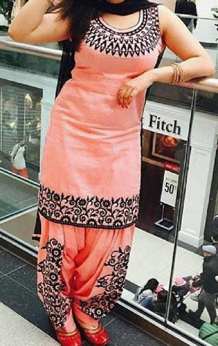 Ferskenfarvet Punjabi Kurta -pyjama