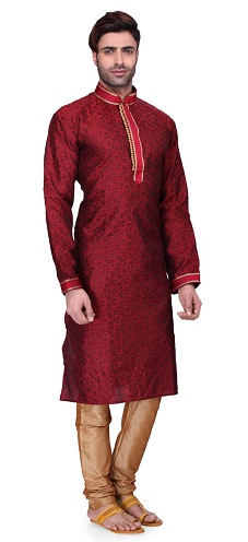 Maroon Brocade Kurta pyjamasæt