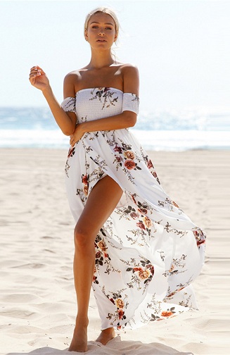 Hvid off Shoulder sommerkjole