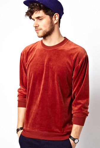 Sweatshirt i velour til mænd