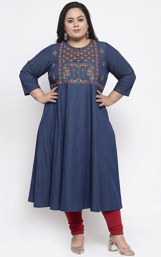 Plus Size Denim Kurti