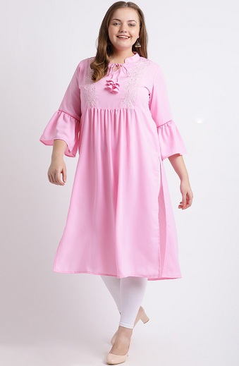 Plus Size A-Line Kurta med klokkeærmer