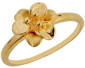 Enkel guldring Floral accent guldring