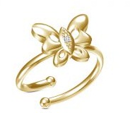 Guld fingerring design med sommerfugl