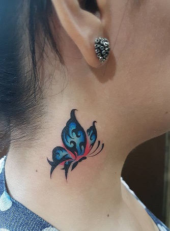 Butterfly Neck Tattoo Designs