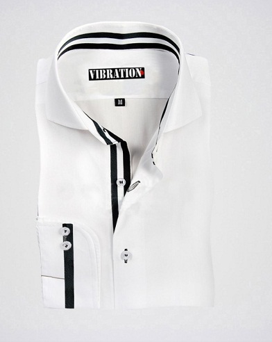Hvid designerskjorte med kontraststriber