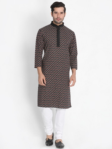 Sort printet Kurta pyjama