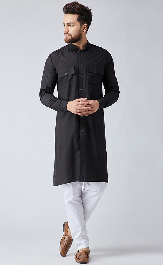 Fekete Pathani Kurta pizsama