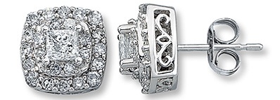 Princess Cut Pave Diamonds Øreringe Studs