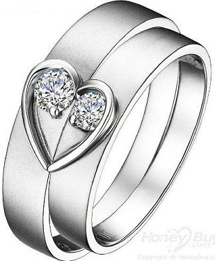Szív ízületi platina gyűrűk esküvőre