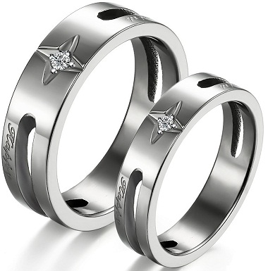 Egyszerű Star Platinum gyűrűk pároknak
